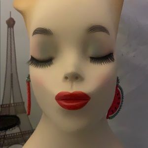 Glass bead a watermelon Earrings